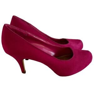 Brash Hot Pink faux Suede Pumps high Heel Y2K Glam Feminine Statement party 8
